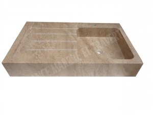 Travertin Noce Marron Évier 1 Bac 100x60 cm