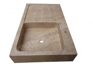 Travertin Noce Marron Évier 1 Bac 100x60 cm