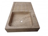 Travertin Noce Marron Évier 1 Bac 100x60 cm