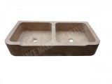 Travertin Noce Évier 2 Bacs 90x46 cm