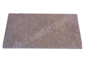 Travertin Noce Marron Margelle de Piscine Bord Arrondi 30,5x61 cm
