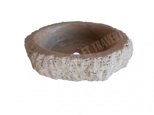 Travertin Noce Vasque Modèle Roche 40x50 cm Hauteur : 15 cm Qualité : 1'er Choix Finiti...