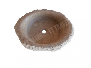 Travertin Noce Vasque Modèle Roche 40x50 cm Hauteur : 15 cm Qualité : 1'er Choix Finiti...