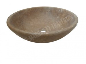 Travertin Noce Marron Vasque Modèle Bol Rond