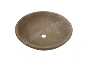 Travertin Noce Marron Vasque Modèle Bol Rond