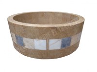 Travertin Noce Vasque Modèle Cylindre Mosaïque 4,8x4,8 cm