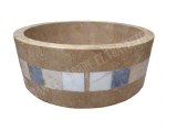 Travertin Noce Vasque Modèle Cylindre Mosaïque 4,8x4,8 cm