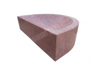 Travertin Rose Vasque Lave Main Mi Lune 40x26cm