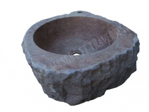 Travertin Rose Vasque Lave Main Angle Éclate 45x45 cm Hauteur : 15 cm Qualité : 1’er...