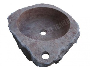 Travertin Rose Vasque Lave Main Angle Éclate 45x45 cm Hauteur : 15 cm Qualité : 1’er...