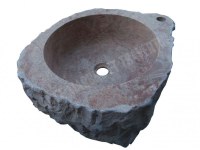 Travertin Rose Vasque Lave Main Angle Éclate 45x45 cm Hauteur : 15 cm Qualité : 1’er...