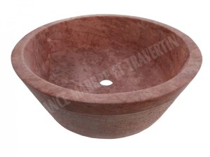 Travertin Rose Rouge Vasque Modèle Mi-Conique Strié 1er choix
