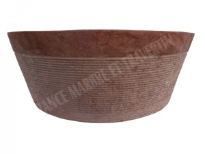 Travertin Rose Rouge Vasque Modèle Mi-Conique Strié 1er choix