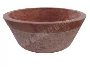 Travertin Rose Rouge Vasque Modèle Mi-Conique Strié 1er choix