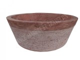 Travertin Rose Rouge Vasque Modèle Mi-Conique Strié 1er choix