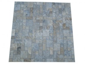 Travertin Silver Mosaïque Modelé Opus 3 Format