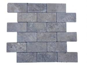 Travertin Silver Mosaïque 4,8x10 cm