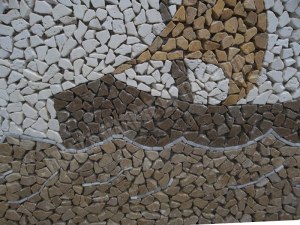 Travertin Multicolore Tableau Bateau 92x66 cm