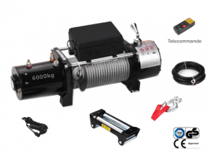 Treuil 12v traction 6 tonnes avec telecommande