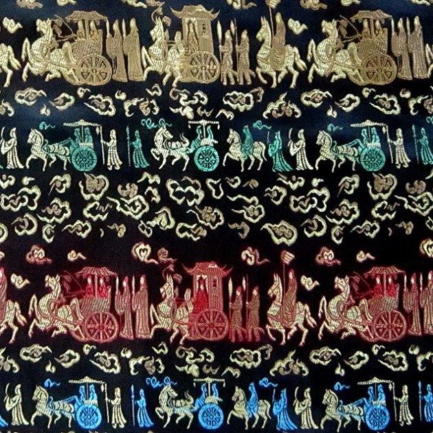 Fragment De Tissu Ancien Broderie Laine Française - Motif Floral - 86x84 Cm