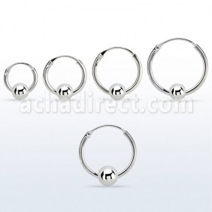 Body Piercing Argent 925 Anneau Captif 16g (1.2mm) avec boule 4mm En Gros
