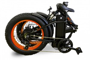 Velo fat bike éléctrique pliant e-Nomad 50 km d'autonomie - Noir et Orange -