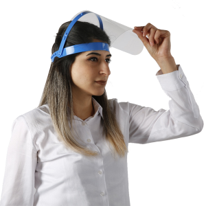 Visière transparente BLEUE - L 280 x P 0,4 x H 195 mm