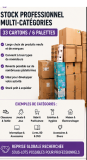 Stock professionnel mult catégories – 33 cartons / 6 palettes