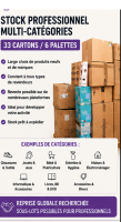 Stock professionnel mult catégories – 33 cartons / 6 palettes