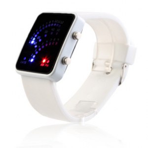 Montre 29 LED Bleues et Rouges, Bracelet Coloré- Rouge, bleu ciel