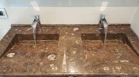 Lavabo Poli Double Vasque en Marbre Fossilisé
