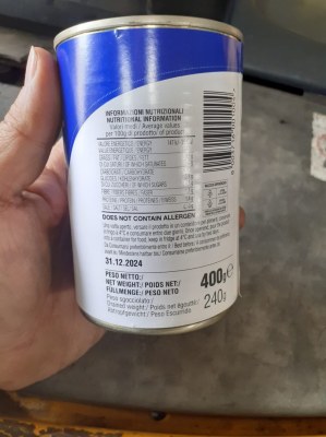 Conserve de Tomate entière pelée italienne 24 x 400 gr DLC 24-12-2024