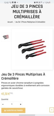 DESTOCKAGE JEU DE 3 PINCES MULTIPRISES À CRÉMAILLÈRE