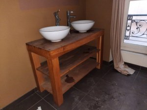 Meuble double vasque en bois massif