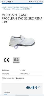 DESTOCKAGE CHAUSSURE DE SECURITE Honeywell Blanc