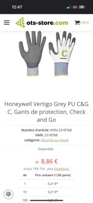 Destokage Gants de travail et protection Honeywell