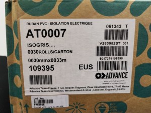 Lot 180 Rouleaux Adhésif PVC Advance Tapes AT7 Gris - 33m x 30mm (6 boîtes)