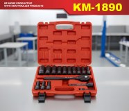 JEU DE DOUILLES A CHOCS 1/2" 16 PCS+ CLE A CLIQUETS KM-1890