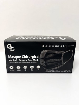 Déstockage Masques Chirurgicaux Type IIR Noirs – Boîte de 50 – CE EN14683