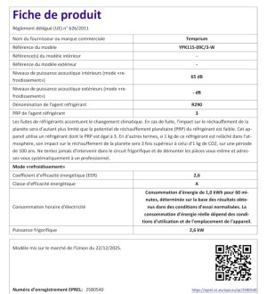 Climatiseur mobile 9 000 BTU WiFi – Temprium YPK11S-09C/3-W – Stock disponible