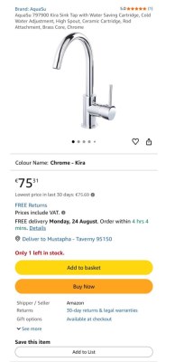 Déstockage Mitigeur Cuisine AQUASU KIRA Neuf GERMANY DVGWD