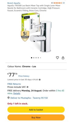 DESTOCKAGE – AQUASU LEA – MITIGEUR LAVABO MADE IN GERMANY