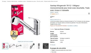 Estockage Mitigeur cuisine à douchette AquaSu 107 Kitchen chromé