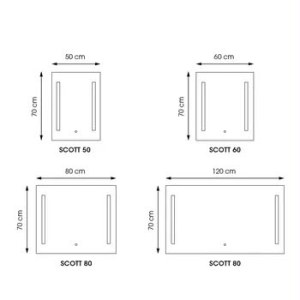 DESTOCKAGE – Miroirs LED MPGlass SCOTT salle de bain  cm FRANCE