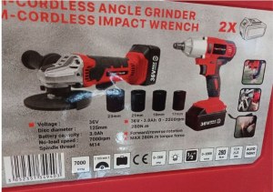 CLE A CHOC SANS FIL+MEULEUSE D'ANGLE SANS FIL KM-4076