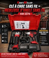 CLE A CHOC SANS FIL+MEULEUSE D'ANGLE SANS FIL KM-4076