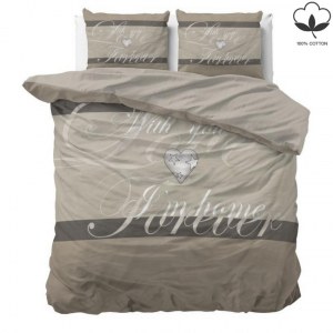 "With You" Gris Set 2/3 pcs Parure de Lit 100% Coton Housse de Couette+Taie d'Oreiller...