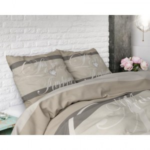 "With You" Gris Set 2/3 pcs Parure de Lit 100% Coton Housse de Couette+Taie d'Oreiller...
