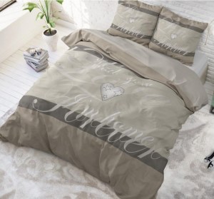 "With You" Gris Set 2/3 pcs Parure de Lit 100% Coton Housse de Couette+Taie d'Oreiller...