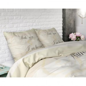 "With You" Crème Set 2/3 pcs Parure de Lit 100% Coton Housse de Couette+Taie d'Oreiller...